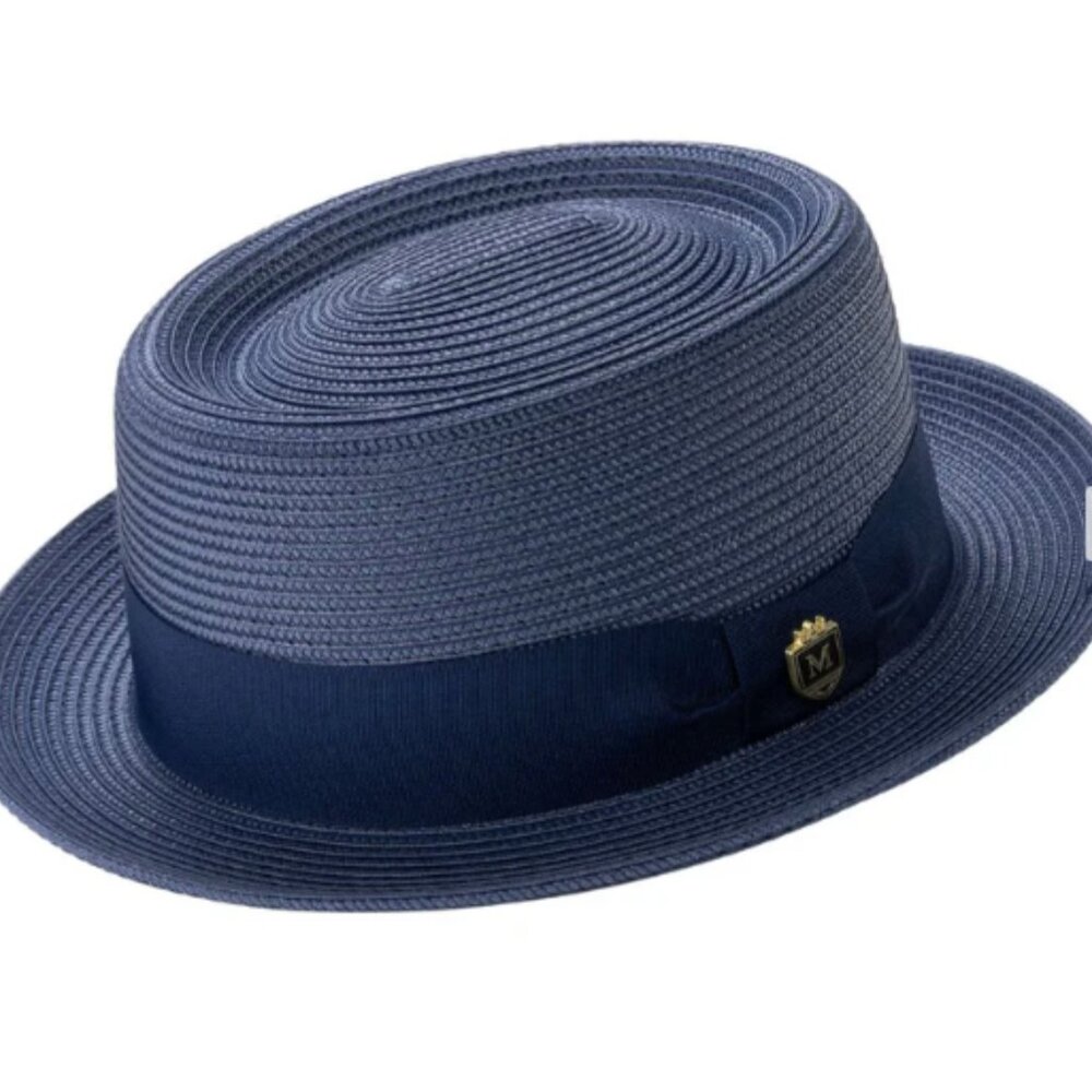 MONTIQUE NAVY PORK PIE  FEDORA WOOL FELT HAT.      H-95